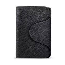 Fashion Black Leather Pebbled Flap Wallet