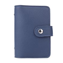Fashion Navy Blue Leather Flip Large Capacity Card Holder