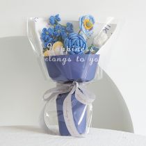 Fashion Poetic - Blue (well Packaged And Shipped) Yarn Knitted Bouquet