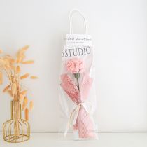 Fashion Finished Pink Carnations Wool Knitting Simulation Bouquet