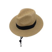 Fashion Khaki Straw Drawstring Large Brim Sun Hat