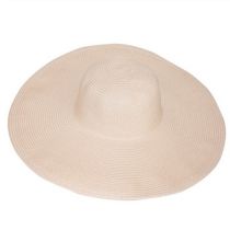 Fashion Leather Pink Straw Large Brim Sun Hat