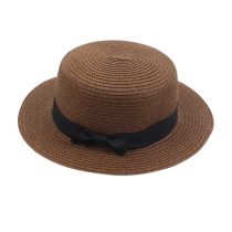Fashion Brown Straw Small Brim Flat Top Sun Hat