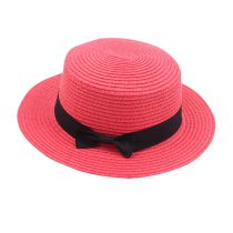 Fashion Watermelon Red Straw Small Brim Flat Top Sun Hat