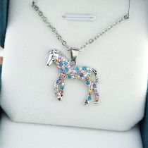 Fashion Silver Alloy Diamond Pony Necklace
