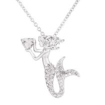 Fashion Mermaid White Alloy Diamond Mermaid Necklace
