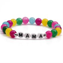 Fashion Mama Colorful Agate Beaded Letter Bracelet