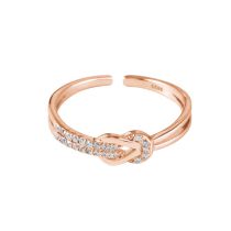 Fashion Rose Gold+card Alloy Diamond Knotted Open Ring