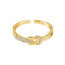 Fashion Gold+card Alloy Diamond Knotted Open Ring