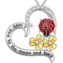 Fashion Seven Star Ladybug Flower Heart Necklace Alloy Diamond Love Insect Necklace