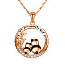 Fashion Rose Gold Alloy Diamond Ring Panda Necklace