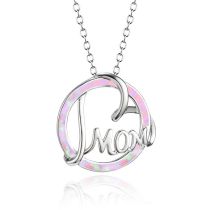 Fashion Pink Alloy Geometric Alphabet Opal Round Necklace