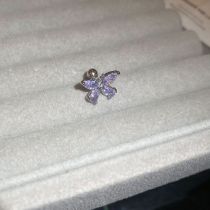 Fashion 6# Lavender (single) Copper Inlaid Zirconium Butterfly Earrings (single)