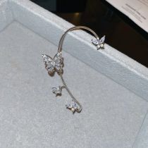 Fashion Ear Hook-silver Butterfly-right Metal Diamond-encrusted Cat Ear Clip (single)