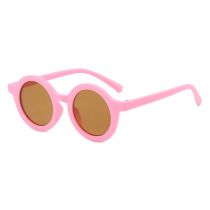 Fashion Matte Powder (plastic Teeth) Pc Round Children's Sunglasses