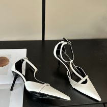 Fashion White Pointed Toe Stiletto Buckle Sandals