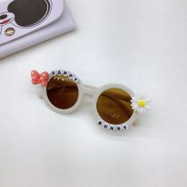 Fashion Milk White Pc Three-dimensional Flower Round Children's Sunglasses