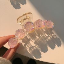 Fashion Pink Rose Flower Clip Acrylic Rosette Clip