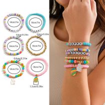 Fashion 7# Polymer Clay Gold Beads Letter Beads Multi-layer Bracelet