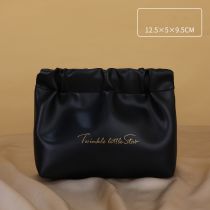 Fashion Thickened Lipstick Bag—classic Black Small Size Pu Large Capacity Storage Bag