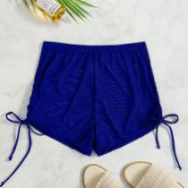 Fashion Blue Nylon Lace-up Mesh Swimming Trunks