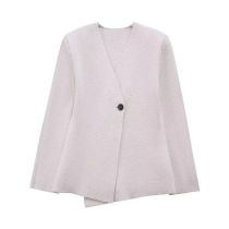 Fashion Gray Pink Polyester-blend Knitted Blazer