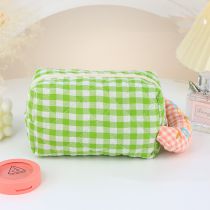 Fashion Clutch-green Cotton Plaid Large Capacity Storage Bag