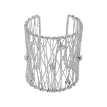 Fashion White K Alloy Diamond Mesh Wire Hollow Open Bracelet