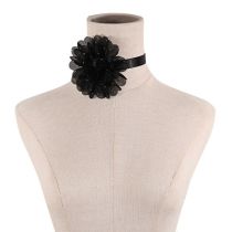 Fashion Black Mesh Peony Flower Necklace