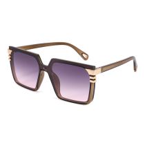 Fashion Dark Coffee Frame Purple Gradually Pink Tablets Square Frame One Piece Sunglasses