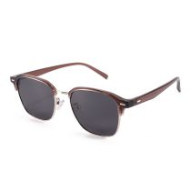 Fashion Transparent Black And Gray Film Metal Large Frame Sunglasses