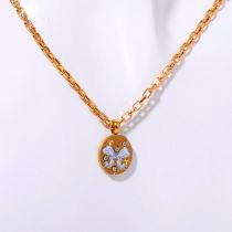 Fashion Wedding Bells Copper Diamond Bow Painted Necklace