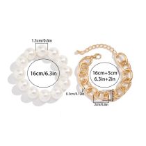 Fashion Gold Metal Pearl Beads Bracelet Set