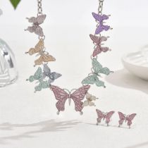 Fashion As Shown In The Picture Suit Alloy Butterfly Necklace And Earrings Set