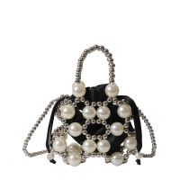 Fashion Black Hollow Pearl Crossbody Bag