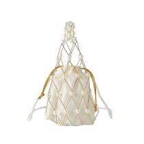 Fashion Off-white Hollow Pearl Woven Crossbody Bag