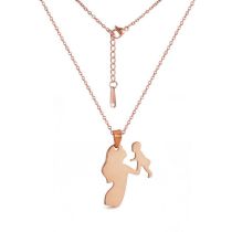 Fashion Mother And Child Rose Gold Stainless Steel Mother And Child Hollow Necklace