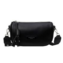 Fashion Black Pu Contrast Color Large Capacity Crossbody Bag