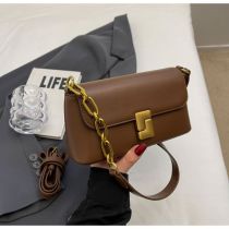 Fashion Brown Pu Flap Crossbody Bag