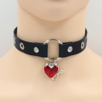 Fashion Little Devil Love Leather Studded Love Necklace