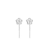 Fashion Sparkling Diamond Flower Earrings - White Gold Copper Diamond Flower Earrings