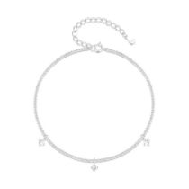 Fashion Silver Silver Diamond Geometric Chain Anklet