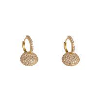 Fashion Zircon Round Earrings (thick Real Gold To Preserve Color) Copper Inlaid Zirconium Round Earrings