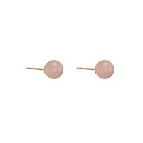 Fashion Pink Jelly Ball Earrings (thick Real Gold Plating) Copper Ball Earrings