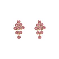 Fashion Pink-zirconia Rhombus Earrings (thick Real Gold Color-preserving) Copper Inlaid Zirconium Rhombus Earrings