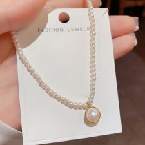 Fashion Metal Ring Maple Beads Necklace (thick Real Gold To Preserve Color) Pearl Beaded Round Necklace