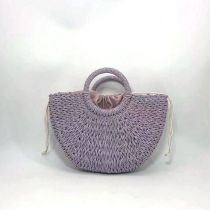 Fashion Purple Straw Large Capacity Handbag