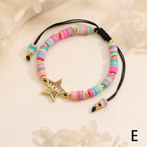 Fashion E Colorful Polymer Clay Beaded Diamond Letter Bracelet