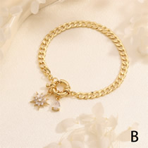 Fashion B Gold Plated Copper Star Rudder Bracelet With Diamonds