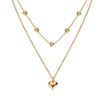 Fashion Golden 2 Alloy Geometric Love Double Layer Necklace